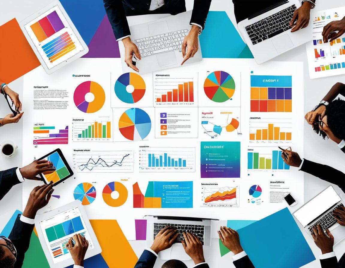 A visually stunning collage showcasing various presentation tools and engaging slide designs, featuring colorful charts, animated graphics, and interactive elements. Include a diverse group of people interacting with digital devices, emphasizing creativity and collaboration. The background should be bright and inspiring, symbolizing innovation in presentations. super-realistic. vibrant colors. white background.